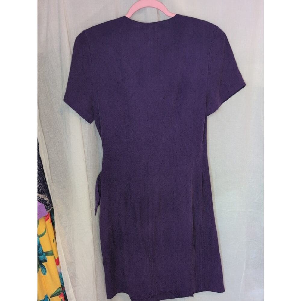 Vintage 100% Silk Wrap Dress in a deep plum purple hue - Picture 7 of 7